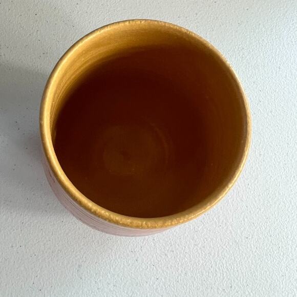 Studio Art Pottery Tumbler Cup Hand Painted and Signed Sunset Colors 4.5" - Picture 5 of 10